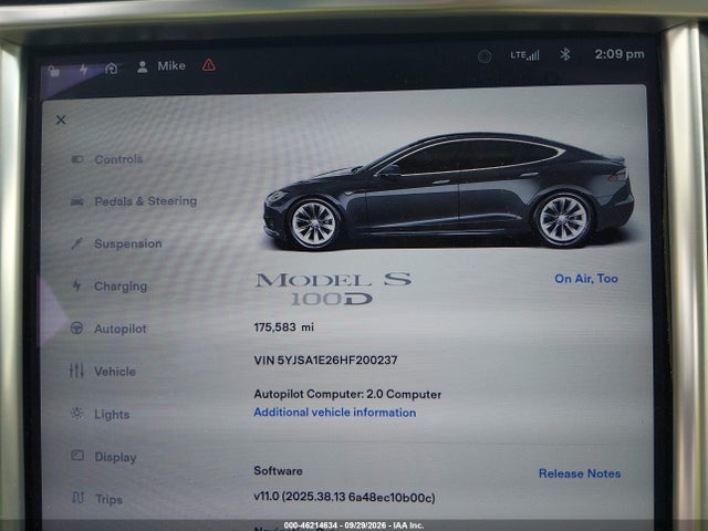 Aukcja sprzedaży 2017 Tesla Model S 100d/60d/75d/90d/p100d, vin: 5YJSA1E26HF200237, numer aukcji: 46214634
