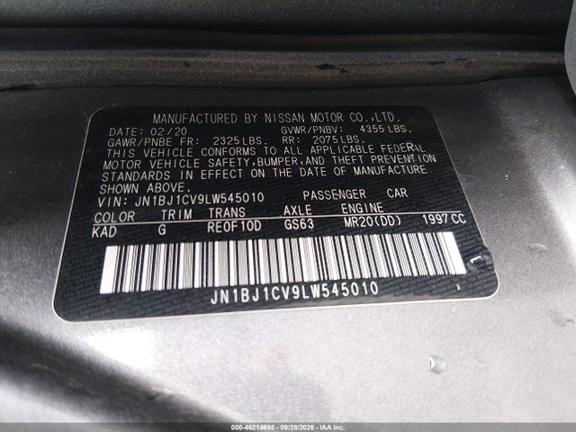 Продажа на аукционе авто 2020 Nissan Rogue Sport S Fwd Xtronic Cvt, vin: JN1BJ1CV9LW545010, номер лота: 46214695