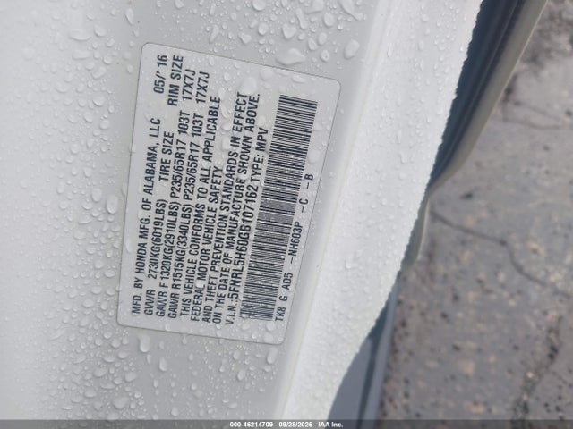 Honda Odyssey Ex-l 2016 5FNRL5H60GB107162 Image 9