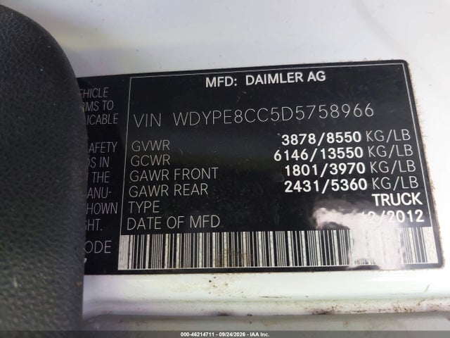 Aukcja sprzedaży 2013 Freightliner Sprinter 2500, vin: WDYPE8CC5D5758966, numer aukcji: 46214711