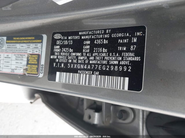 Продаж на аукціоні авто 2014 Kia Optima Ex, vin: 5XXGN4A77EG298992, номер лоту: 46214776