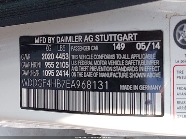 Aukcja sprzedaży 2014 Mercedes-benz C 250 Sport, vin: WDDGF4HB7EA968131, numer aukcji: 46214832