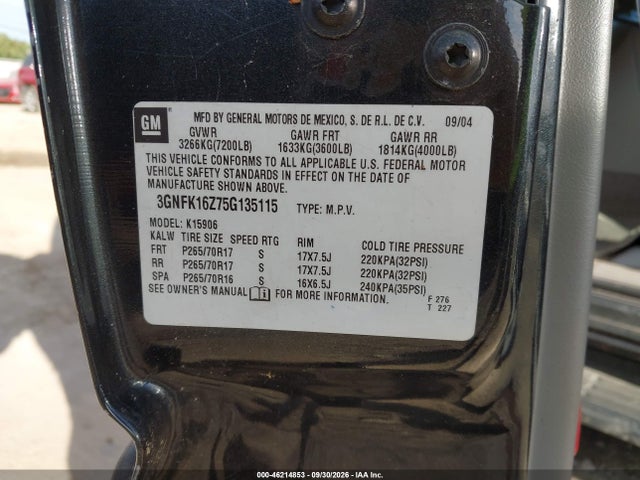 Продажа на аукционе авто 2005 Chevrolet Suburban 1500 Lt, vin: 3GNFK16Z75G135115, номер лота: 46214853