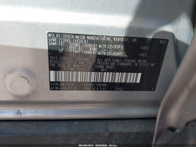 Продажа на аукционе авто 2021 Toyota Rav4 Hybrid Le, vin: 4T3MWRFV9MU039131, номер лота: 46215010