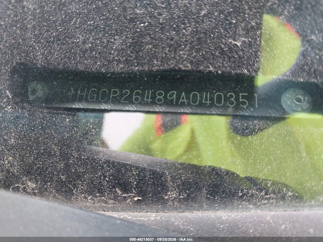 46215037 :رقم المزاد ، 1HGCP26489A040351 vin ، 2009 Honda Accord 2.4 Lx-p مزاد بيع