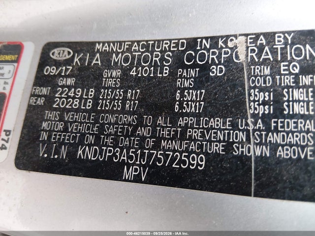 2018 Kia Soul + მანქანა იყიდება აუქციონზე, vin: KNDJP3A51J7572599, აუქციონის ნომერი: 46215039