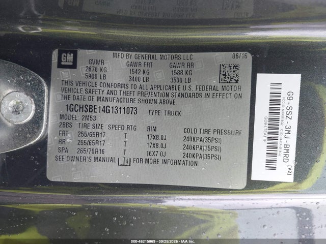 Aukcja sprzedaży 2016 Chevrolet Colorado Wt, vin: 1GCHSBE14G1311073, numer aukcji: 46215069