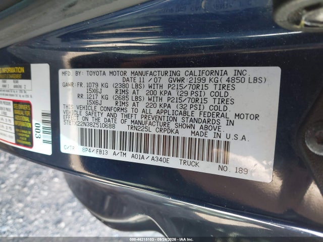 46215103 :رقم المزاد ، 5TETX22N38Z510688 vin ، 2008 Toyota Tacoma مزاد بيع
