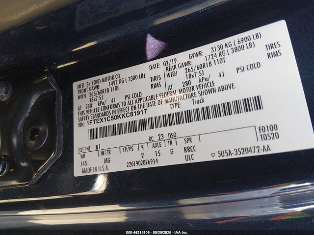 Ford F-150 Xlt 2019 1FTEX1C50KKC81917 Image 9