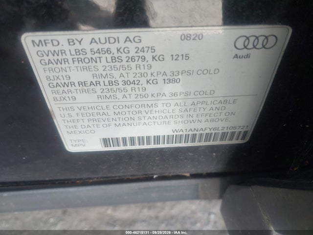 Продажа на аукционе авто 2020 Audi Q5 Premium 45 Tfsi Quattro S Tronic, vin: WA1ANAFY6L2105721, номер лота: 46215131