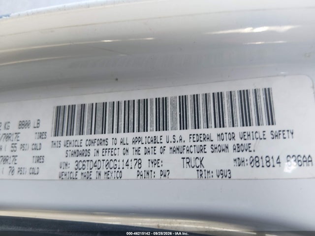 Продажа на аукционе авто 2012 Ram 2500 Slt, vin: 3C6TD4DT0CG114178, номер лота: 46215142