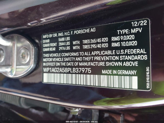 Продаж на аукціоні авто 2023 Porsche Macan S, vin: WP1AG2A58PLB37975, номер лоту: 46215187