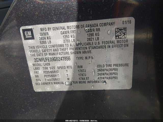 Chevrolet EQUINOX LT 2016 2GNFLFE39G6247856 Image 9
