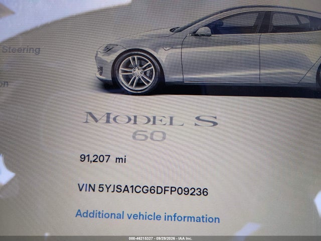 Aukcja sprzedaży 2013 Tesla Model S, vin: 5YJSA1CG6DFP09236, numer aukcji: 46215327