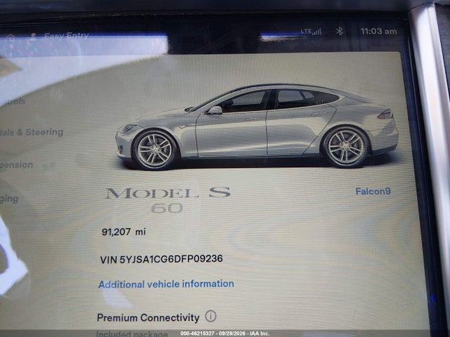 Aukcja sprzedaży 2013 Tesla Model S, vin: 5YJSA1CG6DFP09236, numer aukcji: 46215327