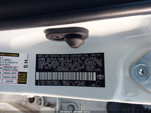 JTDEBRBE5LJ018571 Toyota Corolla Hybrid Le
