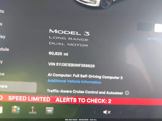 Aukcja sprzedaży 2022 Tesla Modelo 3 Long Range Dual Motor All-wheel Drive, vin: 5YJ3E1EB0NF359629, numer aukcji: 46215425