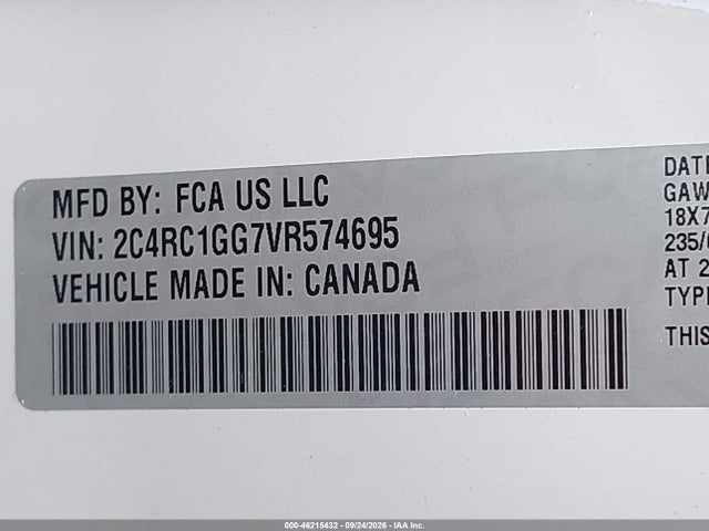Aukcja sprzedaży 2027 Chrysler Pacifica, vin: 2C4RC1GG7VR574695, numer aukcji: 46215432