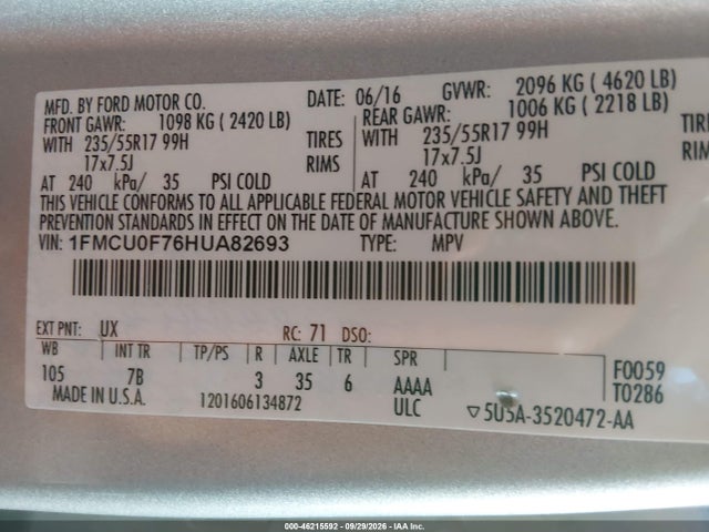 Ford ESCAPE S 2017 1FMCU0F76HUA82693 Image 9