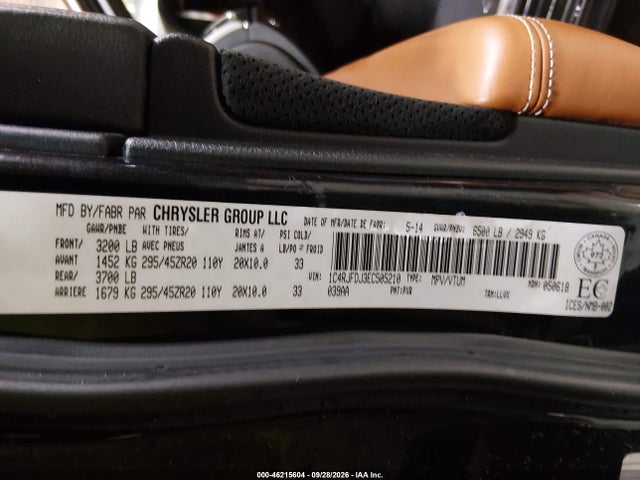 46215604 :رقم المزاد ، 1C4RJFDJ3EC505210 vin ، 2014 Jeep Grand Cherokee Srt مزاد بيع