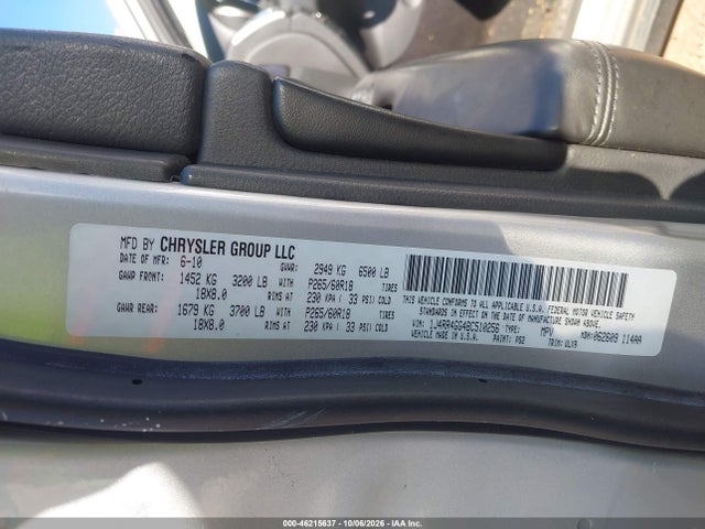 46215637 :رقم المزاد ، 1J4RR4GG4BC510256 vin ، 2011 Jeep Grand Cherokee Laredo مزاد بيع