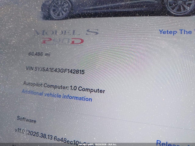 Auction sale of the 2016 Tesla Model S 90d/p100d/p85d/p90d, vin: 5YJSA1E43GF142815, lot number: 46215662