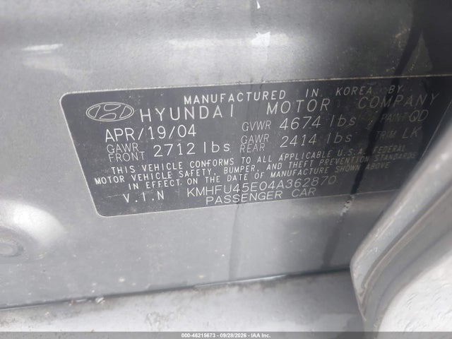2004 Hyundai Xg350 L მანქანა იყიდება აუქციონზე, vin: KMHFU45E04A362870, აუქციონის ნომერი: 46215673