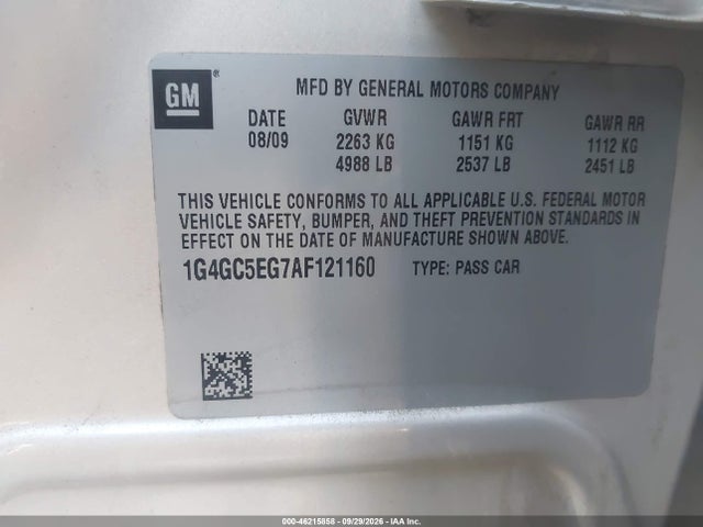 Aukcja sprzedaży 2010 Buick Lacrosse Cxl, vin: 1G4GC5EG7AF121160, numer aukcji: 46215858