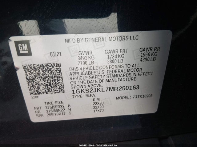 Aukcja sprzedaży 2021 Gmc Yukon Xl 4wd Denali, vin: 1GKS2JKL7MR250163, numer aukcji: 46215868