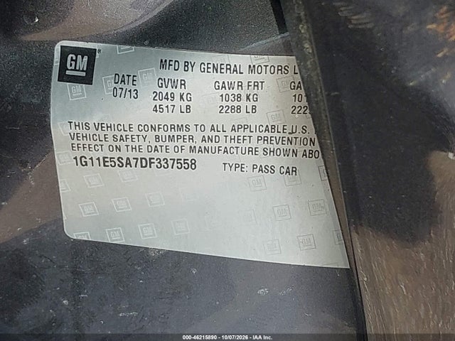 46215890 :رقم المزاد ، 1G11E5SA7DF337558 vin ، 2013 Chevrolet Malibu 2lt مزاد بيع