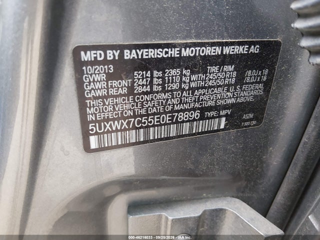 Продаж на аукціоні авто 2014 Bmw X3 Xdrive35i, vin: 5UXWX7C55E0E78896, номер лоту: 46216033