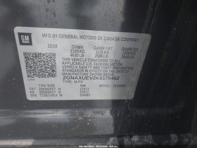 2GNAXUEV2K6179462 Chevrolet EQUINOX LT