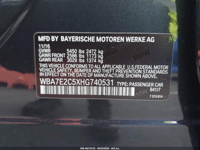 WBA7E2C5XHG740531 BMW 740I