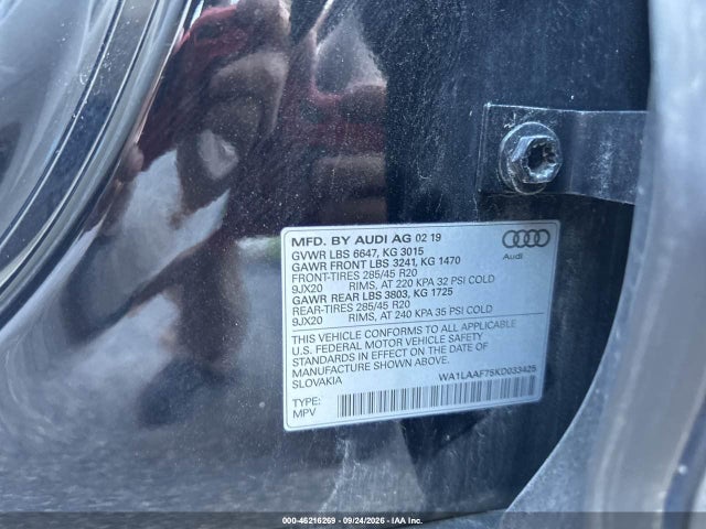 Продажа на аукционе авто 2019 Audi Q7 55 Premium, vin: WA1LAAF75KD033425, номер лота: 46216269