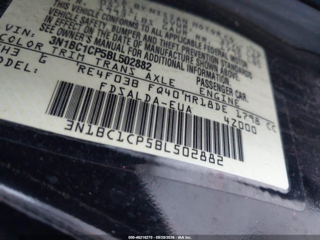 Aukcja sprzedaży 2011 Nissan Versa 1.8s, vin: 3N1BC1CP5BL502882, numer aukcji: 46216270