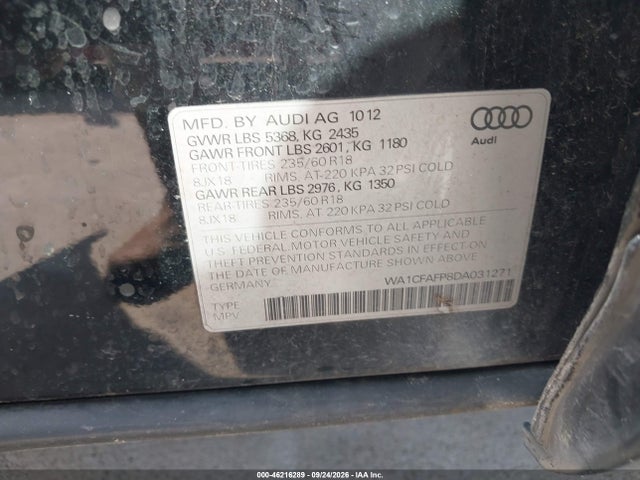 Продаж на аукціоні авто 2013 Audi Q5 2.0t Premium, vin: WA1CFAFP8DA031271, номер лоту: 46216289