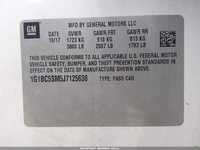 1G1BC5SM5J7125638 Chevrolet Cruze Ls Auto