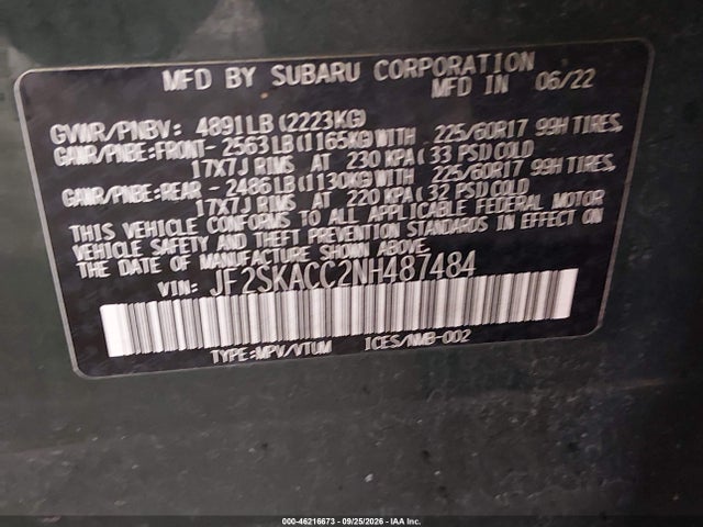 Subaru Forester 2022 JF2SKACC2NH487484 Image 9