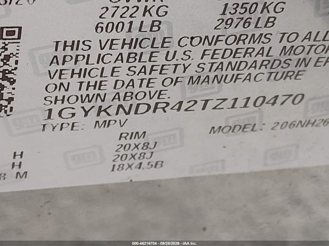 Продаж на аукціоні авто 2026 Cadillac Xt5 Premium Luxury Awd, vin: 1GYKNDR42TZ110470, номер лоту: 46216704