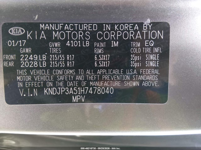Aukcja sprzedaży 2017 Kia Soul +, vin: KNDJP3A51H7478040, numer aukcji: 46216730