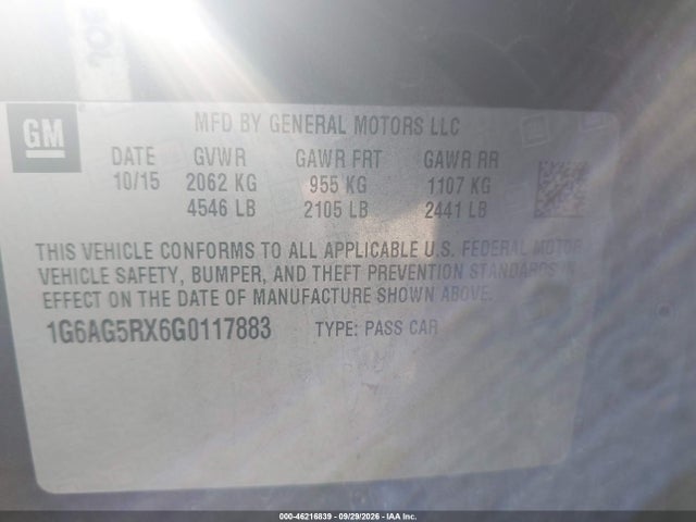 Продаж на аукціоні авто 2016 Cadillac Ats Standard, vin: 1G6AG5RX6G0117883, номер лоту: 46216839