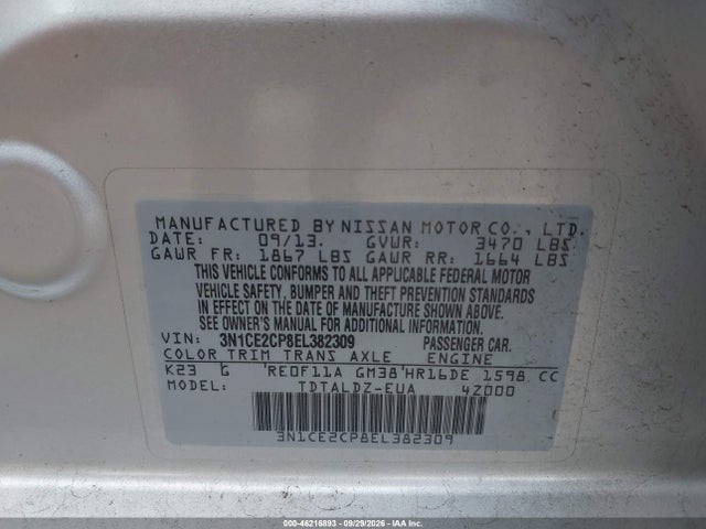 Nissan Versa Note Sv 2014 3N1CE2CP8EL382309 Image 9
