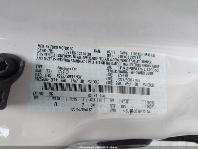 Продажа на аукционе авто 2015 Ford C-max Hybrid Sel, vin: 1FADP5BU7FL120353, номер лота: 46216909