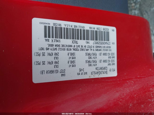 46216910 :رقم المزاد ، 1D7HW42K85S290917 vin ، 2005 Dodge Dakota Slt مزاد بيع