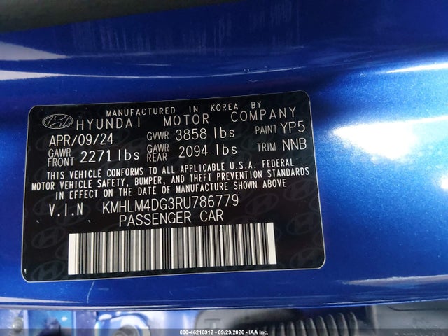 Продаж на аукціоні авто 2024 Hyundai Elantra Sel, vin: KMHLM4DG3RU786779, номер лоту: 46216912
