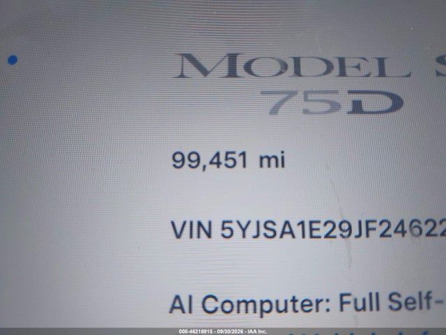 46216915 :رقم المزاد ، 5YJSA1E29JF246229 vin ، 2018 Tesla Modelo S 100d/75d/p100d مزاد بيع