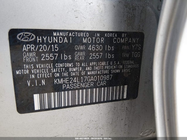 KMHE24L17GA010987 Hyundai Sonata Hybrid Se