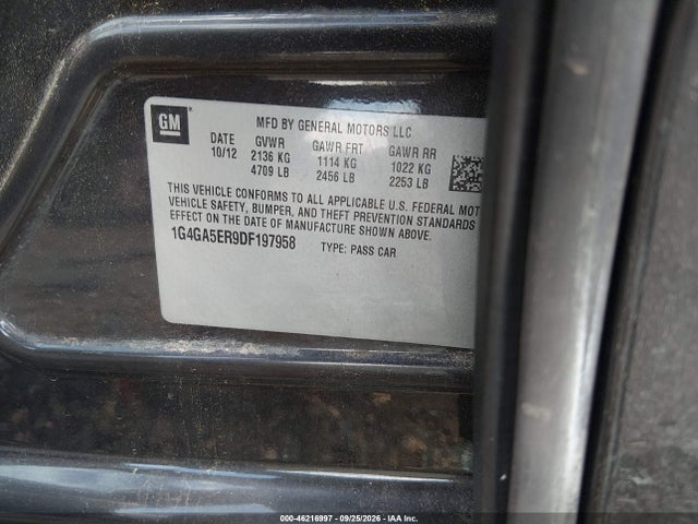 Продаж на аукціоні авто 2013 Buick Lacrosse, vin: 1G4GA5ER9DF197958, номер лоту: 46216997