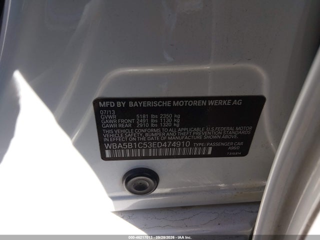 46217013 :رقم المزاد ، WBA5B1C53ED474910 vin ، 2014 Bmw 535i مزاد بيع
