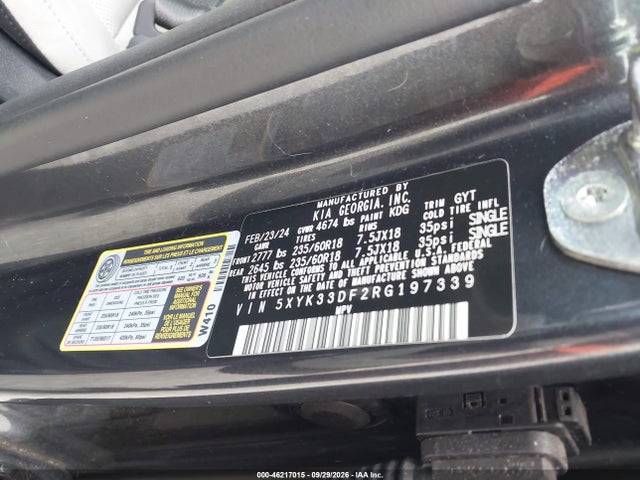 2024 Kia Sportage Ex მანქანა იყიდება აუქციონზე, vin: 5XYK33DF2RG197339, აუქციონის ნომერი: 46217015